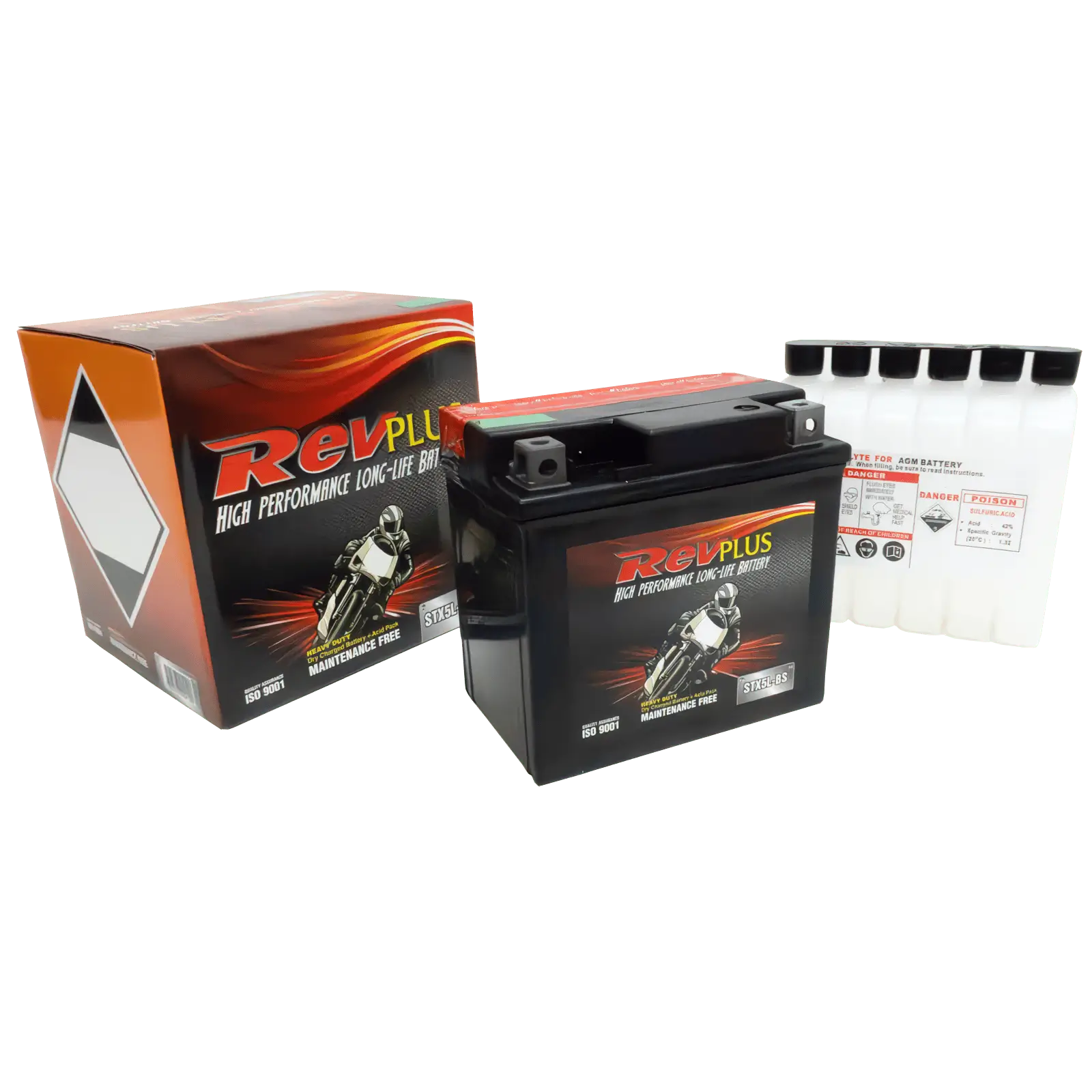 STX5L-BS - RevPlus Motorcycle Battery 12V 4Ah