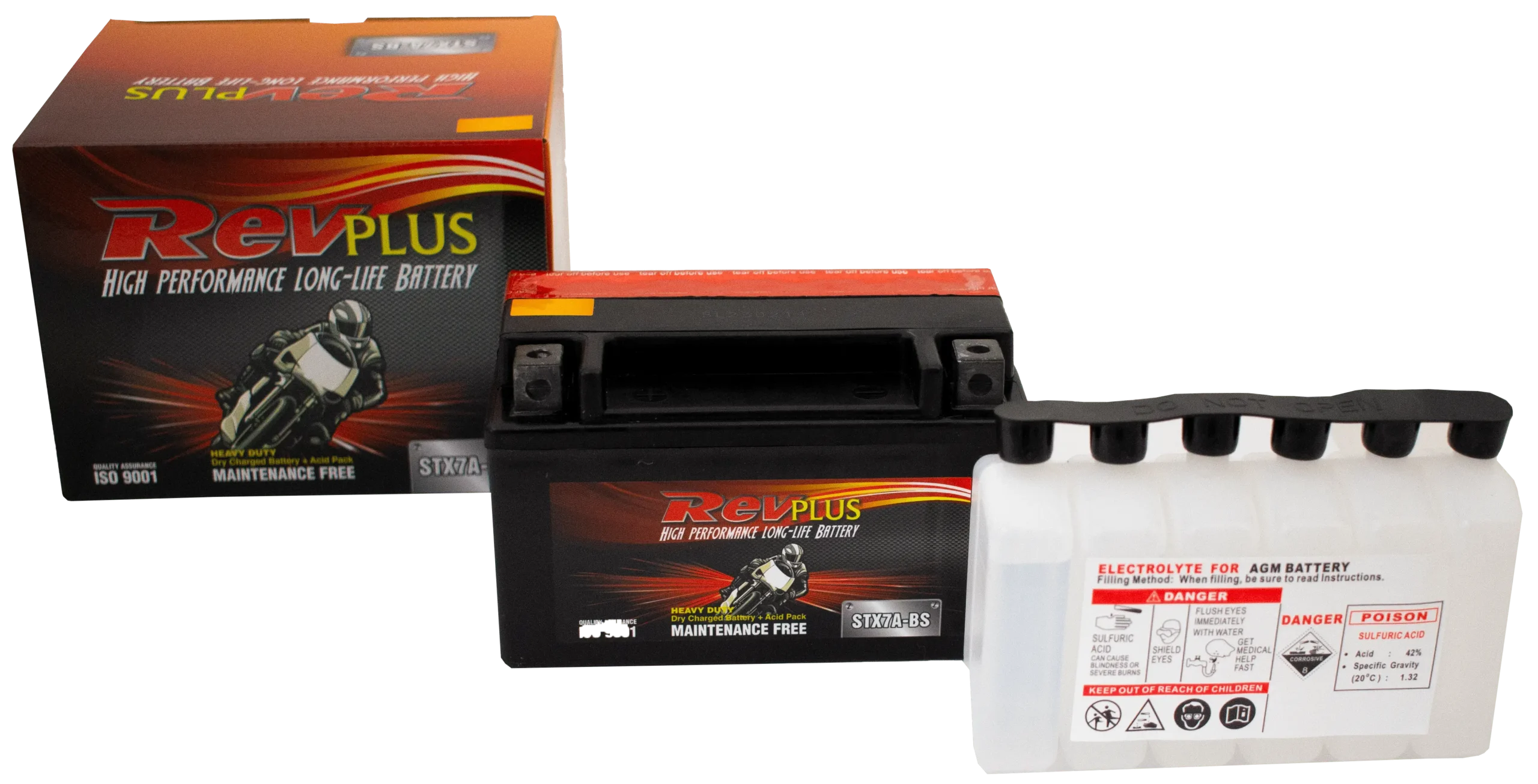 STX7A-BS - RevPlus Motorbike Battery 12V 6Ah