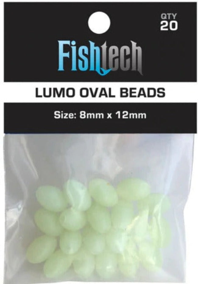 Lumo Beads - Lumo Oval 8mm x 12mm 20 per pack - Fish tech
