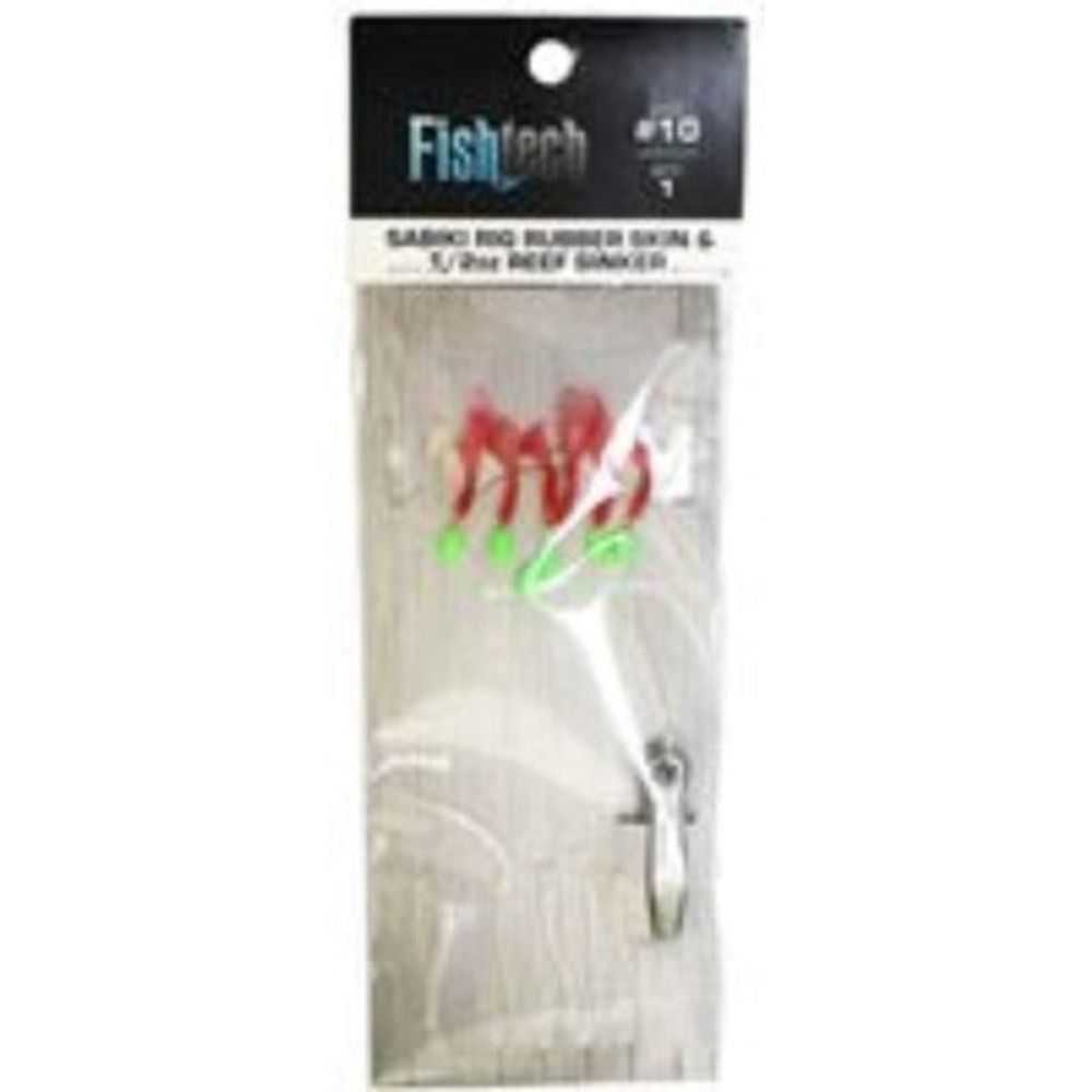 Fishtech Sabiki Rig Rubber Skin #10 & 1/2 oz sinker