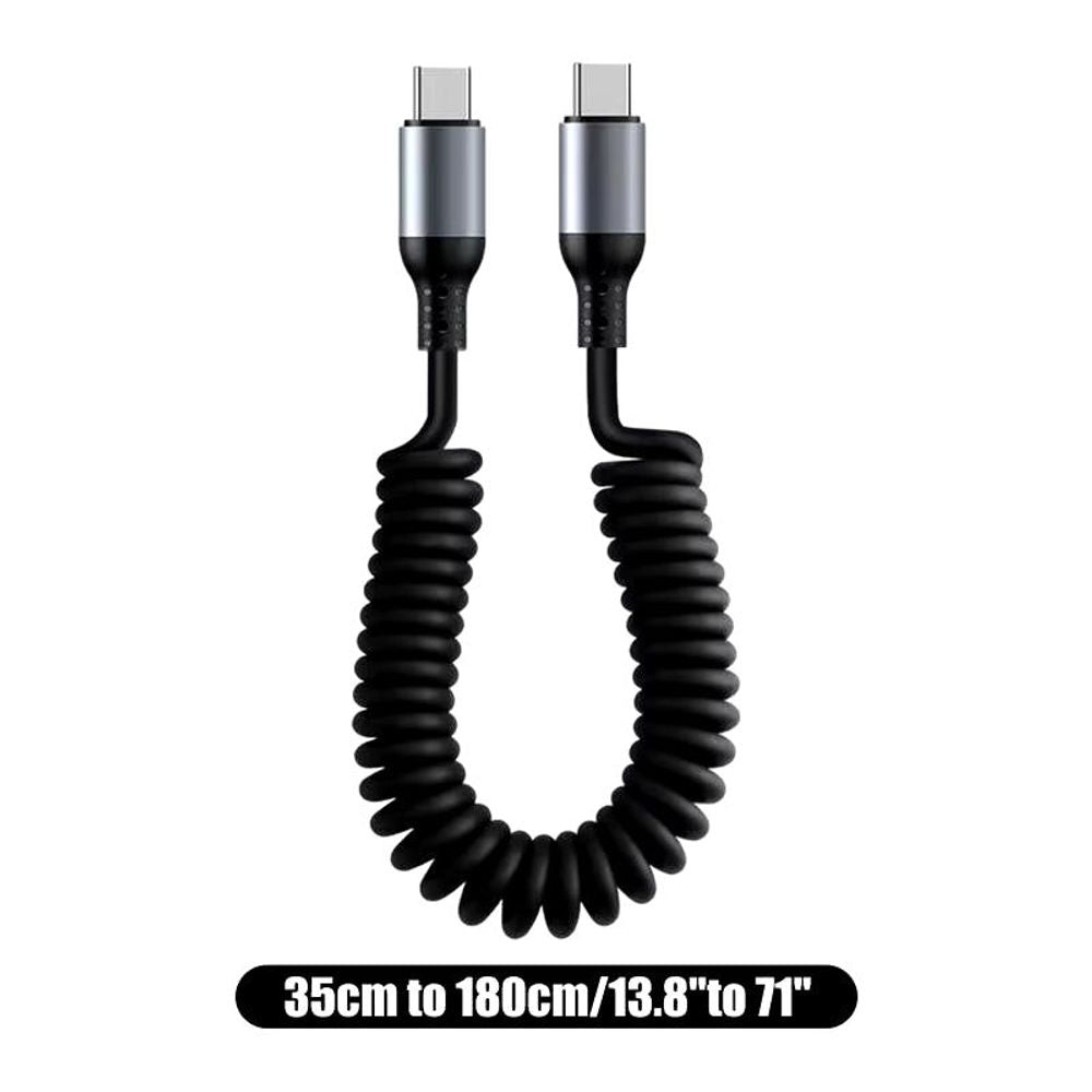 Revolutionary Spiral Stretchable USB-C Data Cable: Fast Charging and Versatile Length for All Type-C Devices