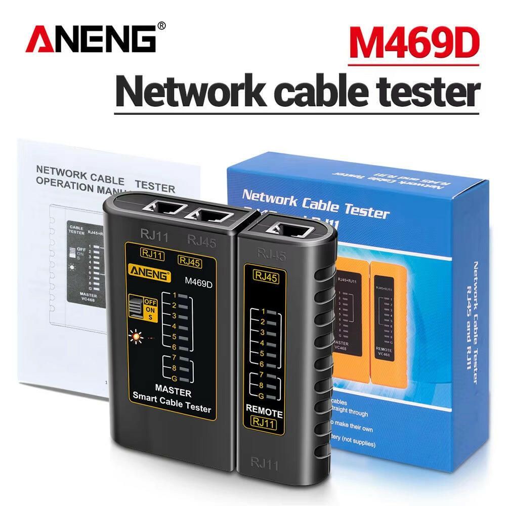 M469D Professional Network Cable Tester for RJ45, RJ11, RJ12, CAT5, and UTP - Essential Tool for Cable Diagnostics and Repair M469D Black