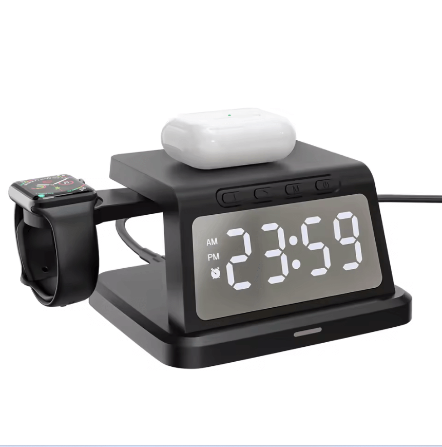 Digital Alarm Clock Wireless Charger – 3W/5W/7.5W/10W Multifunction Charger