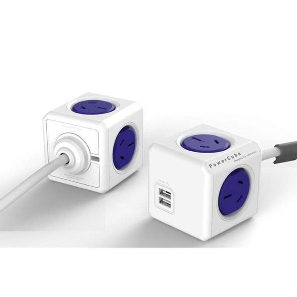 ALL-POWERCUBE54-BL - ALLOCACOC POWERCUBE Extended Outlets with USB 1.5M - Blue (0114)