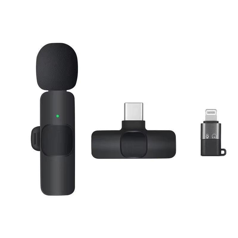 KEKAXI Portable Wireless Lapel Microphones C+Adapter-Black