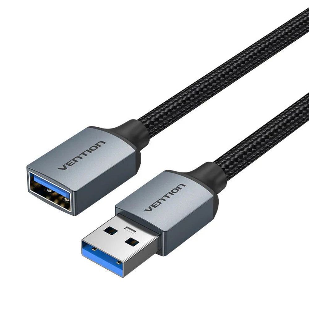 Vention Cotton Braided USB 3.0 Type A Male to Female Extension Cable 2M Gray Aluminum Alloy Type Default Title