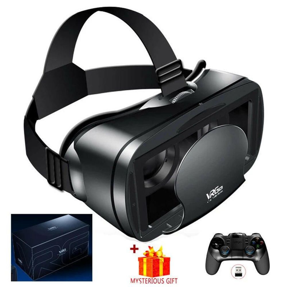 Virtual Reality 3D VR Headset Smart Glasses Helmet for Smartphones Cell Phone Mobile 7 Inches Lenses Binoculars with Controllers With Remote C