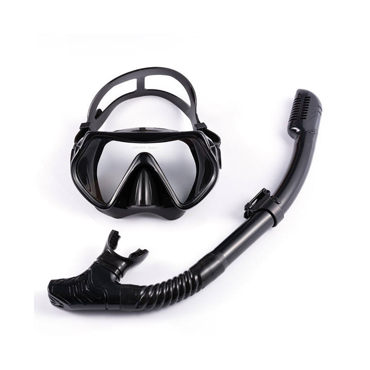 Adult Silicone Mask and Snorkel Set Black