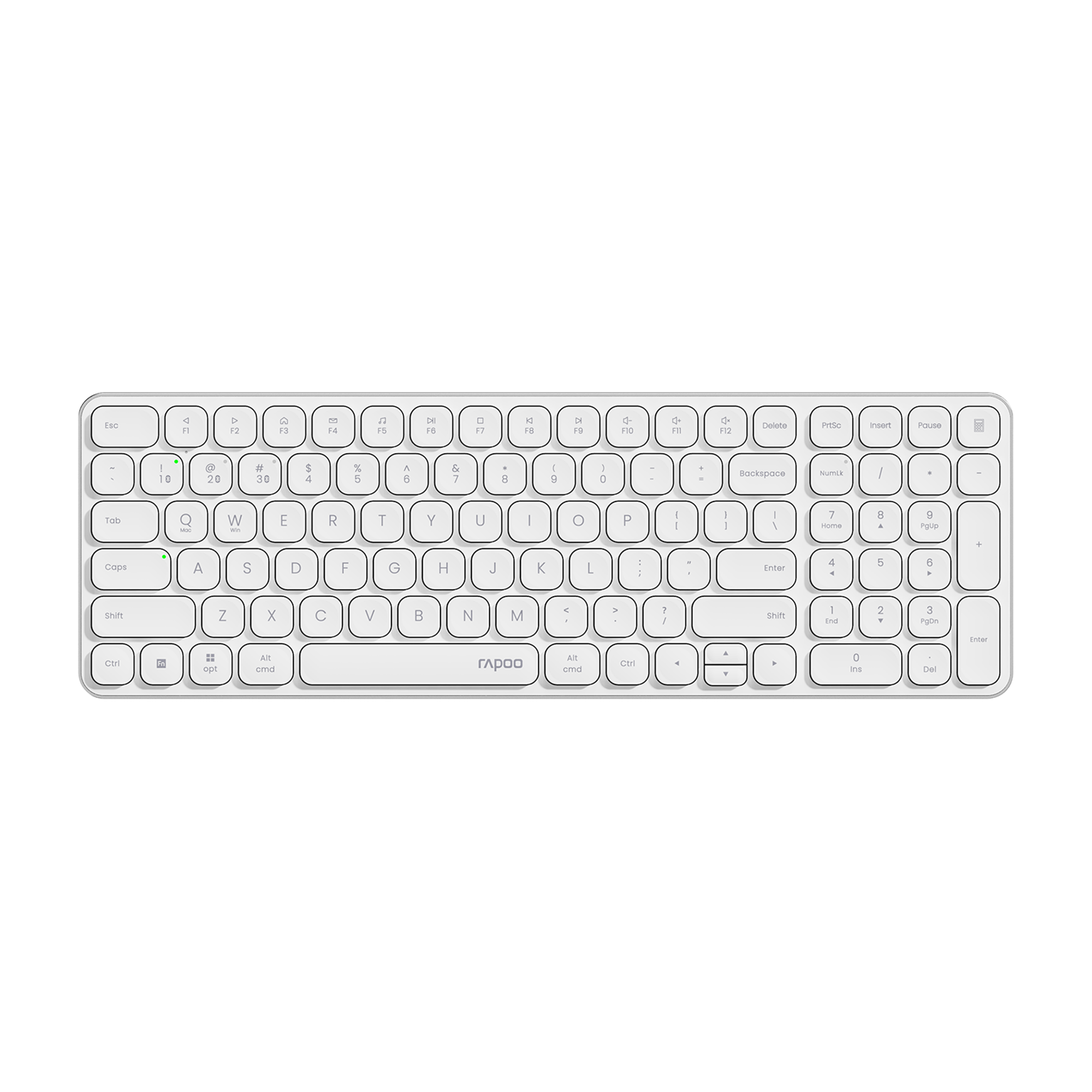 Rapoo E9350L Wireless Multi-mode Ultra-slim 99 Key Keyboard with Bluetooth and 2.4g White Default Title