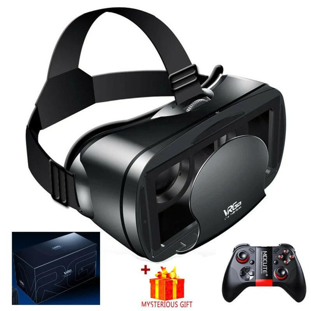 Virtual Reality 3D VR Headset Smart Glasses Helmet for Smartphones Cell Phone Mobile 7 Inches Lenses Binoculars with Controllers With Remote B