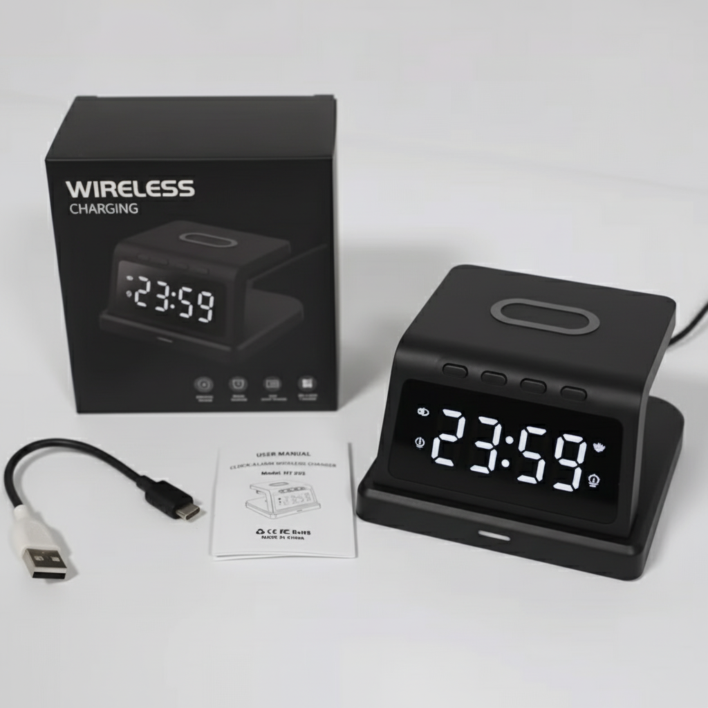 Digital Alarm Clock Wireless Charger – 3W/5W/7.5W/10W Multifunction Charger