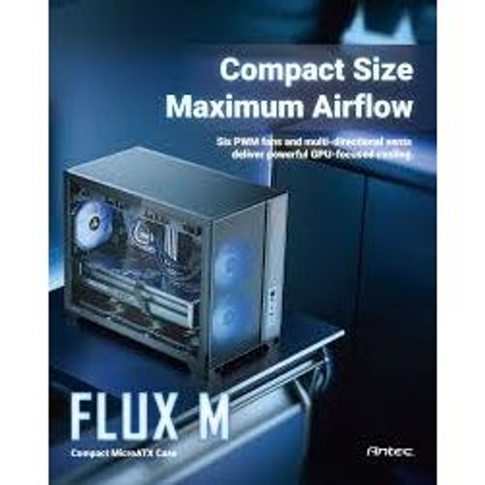 Antec Flux M MicroATX case 3x ARGB fans and 3 PWM fans
