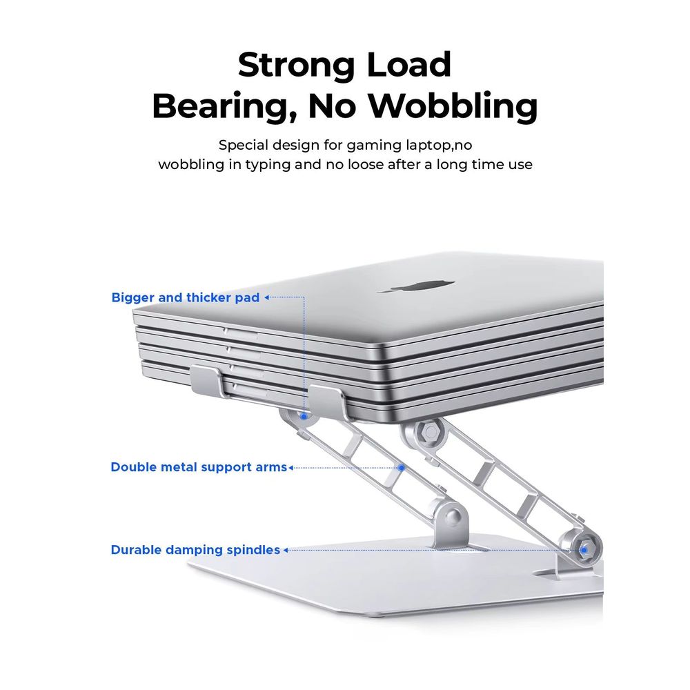 Laptop Stand Zinc Alloy for Gaming Laptop with Dual Support Arms Portable Folding with Honeycomb Design