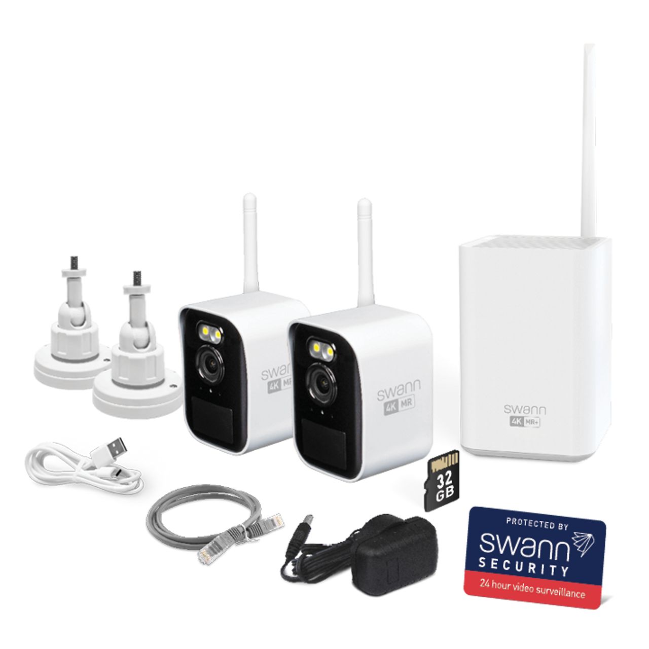 SWNVK-MRMINISD2-AU - Swann MaxRanger4K Mini Wireless Security System / Base Station / 32GB / 2x MINICAM 4K Cams