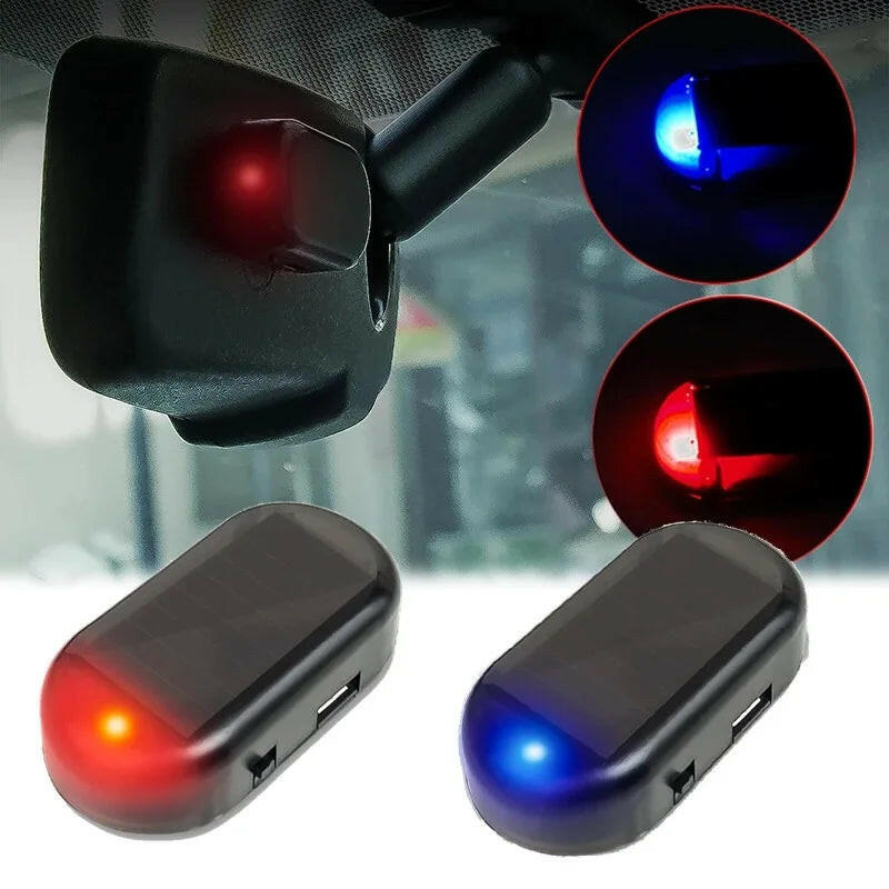Solar-Powered USB LED Imitation Car Security Light - Wireless Anti-Theft Warning Lamp