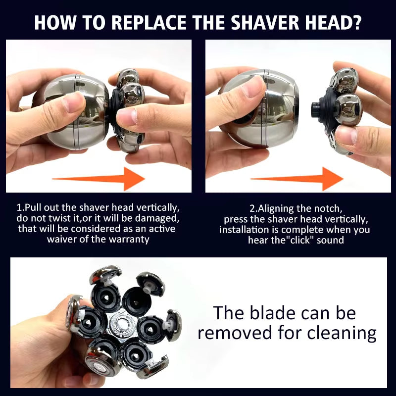 7 Head Electric Shaver for Men - Advanced 7D Floating Cutter, IPX5 Waterproof, USB Wireless Charging