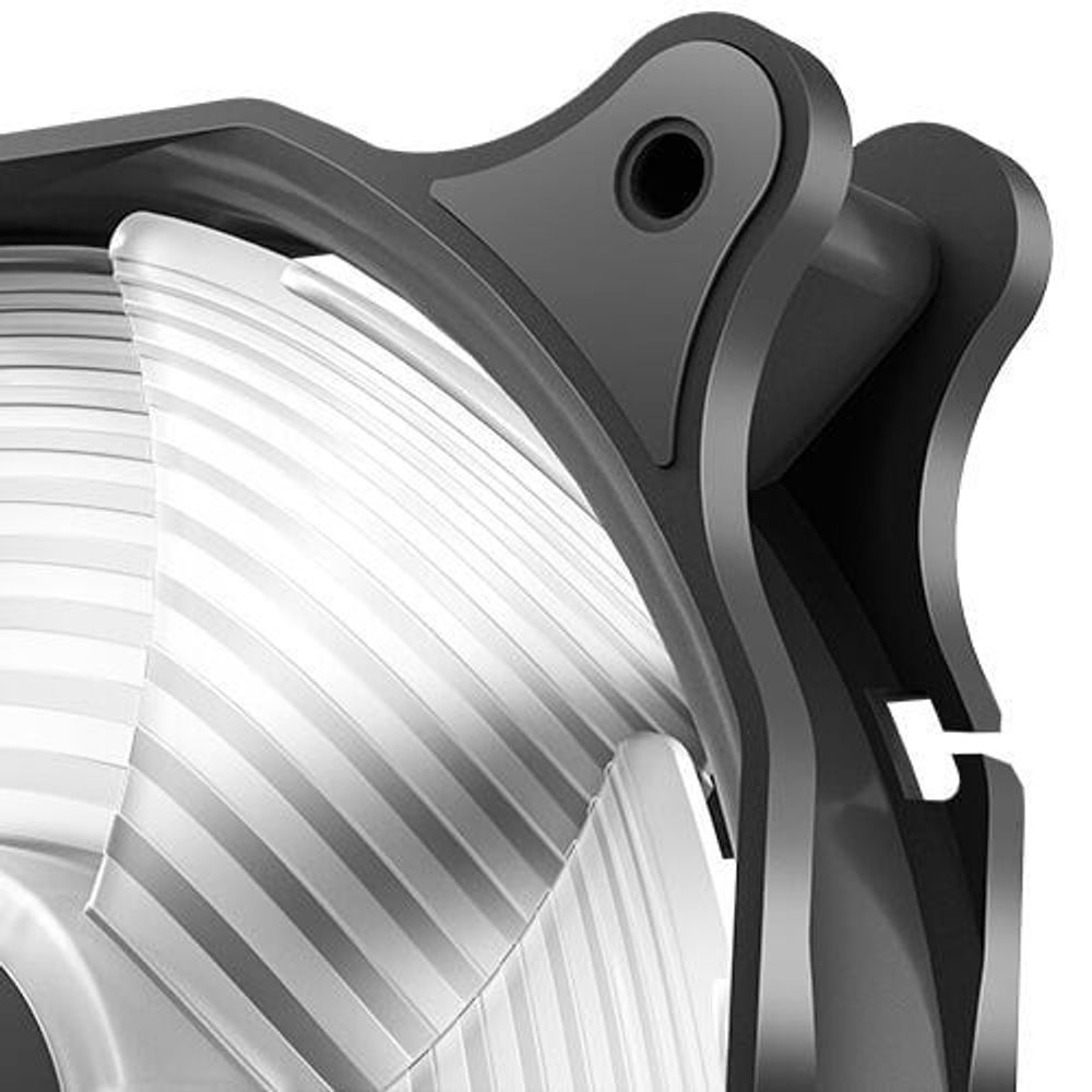 Antec ARGB 120mm PWM case fan close-up of white blades and black frame