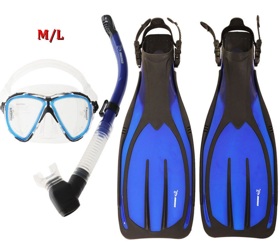 Immersed Optrix Dropaway Turbo EDF Dive Complete Mask Snorkel and Fins Set M L (blue fin)
