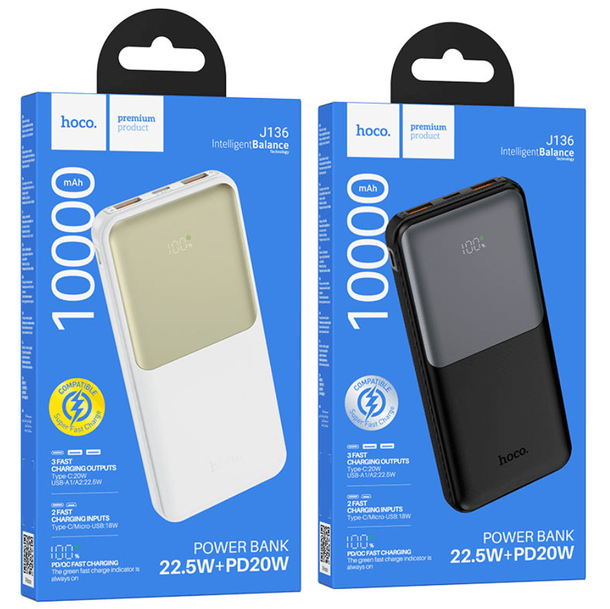 Hoco J136 22.5W Fast Charging Power Bank 10000mAh with LED Display