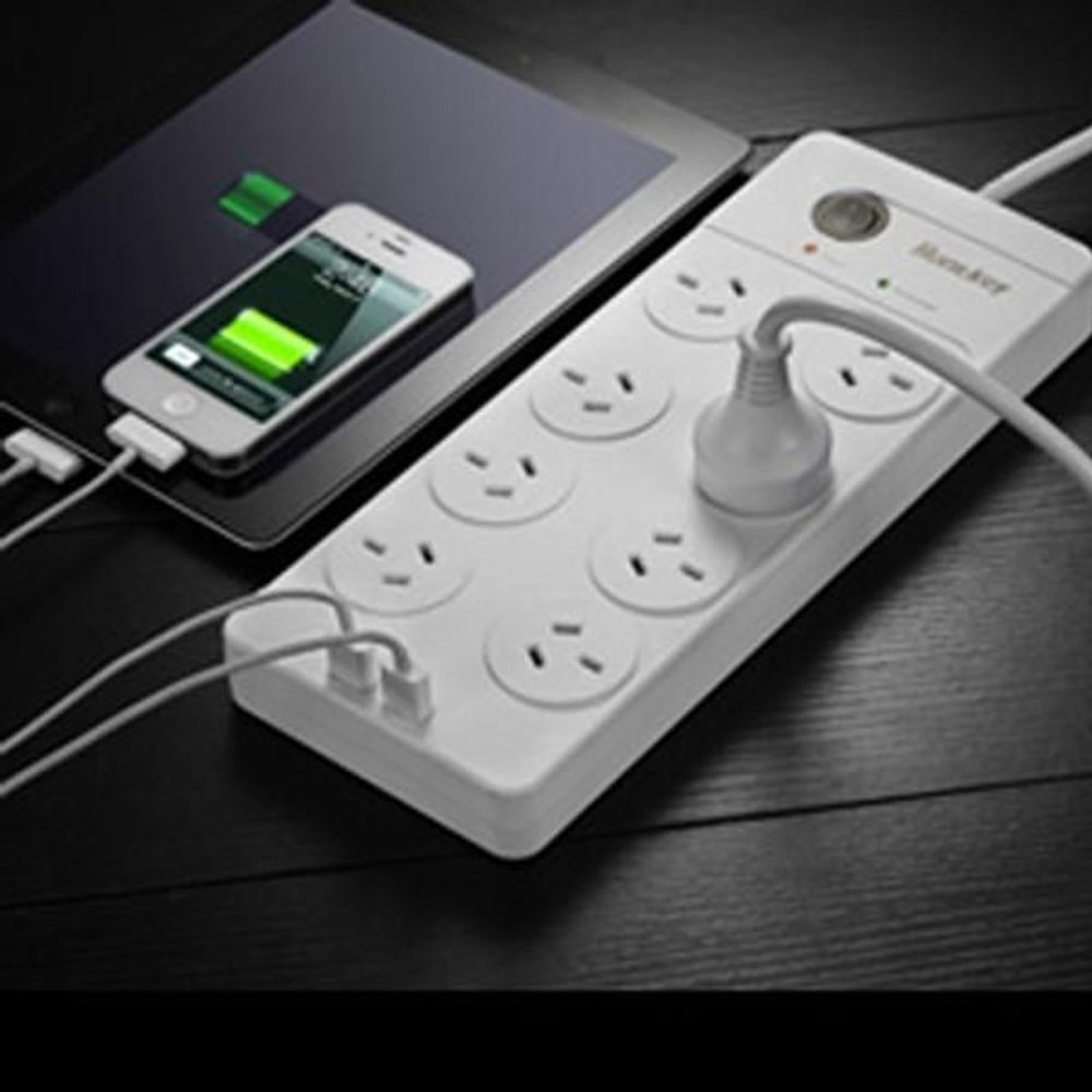 PB-HKUSBSAC804 - Huntkey 8 Outlet Surge Protected Powerboard with Dual USB Ports - 5V 2.1A