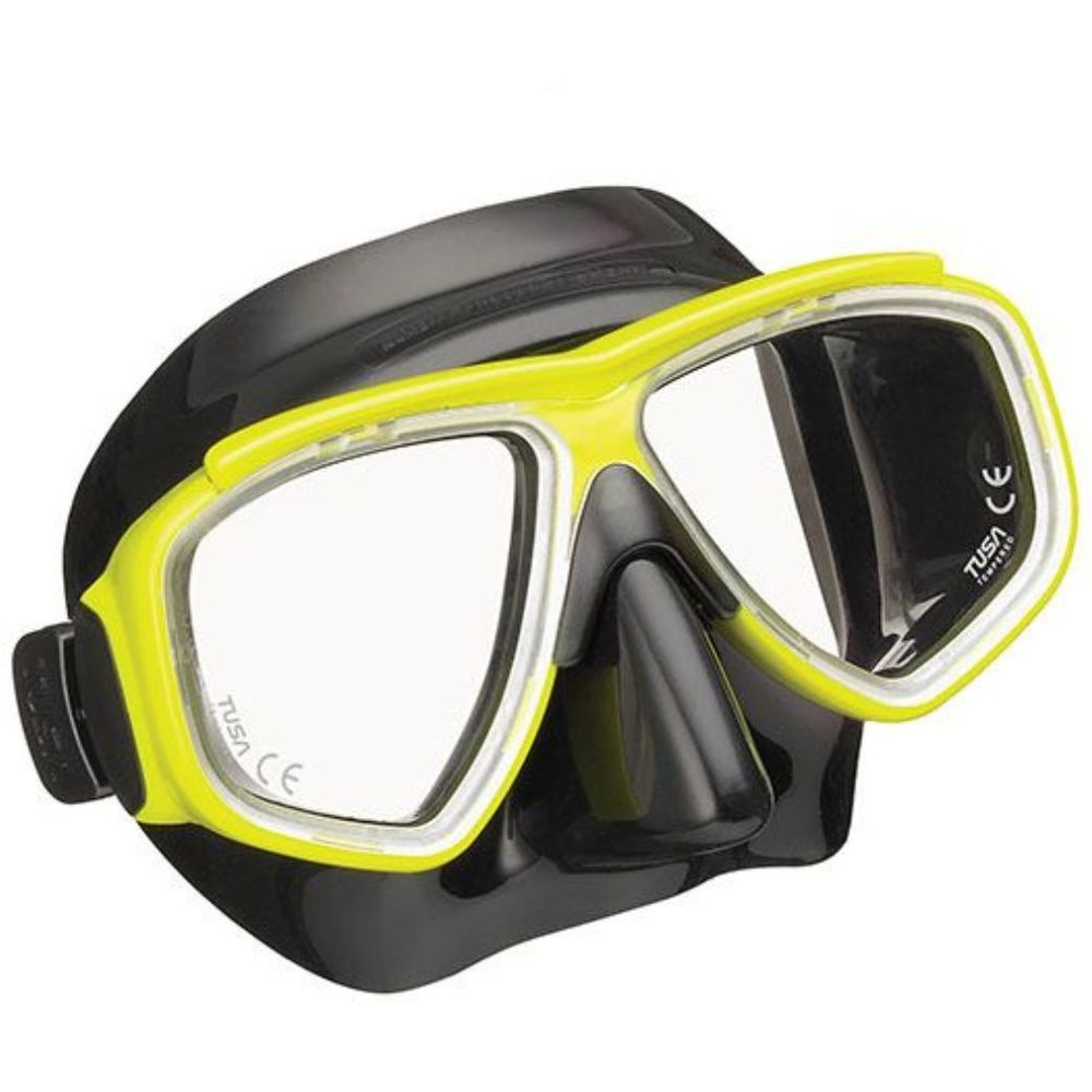 Tusa Splendive Adult Dive Mask- Corrective Lense Available Black Flash Yellow No Special Lense