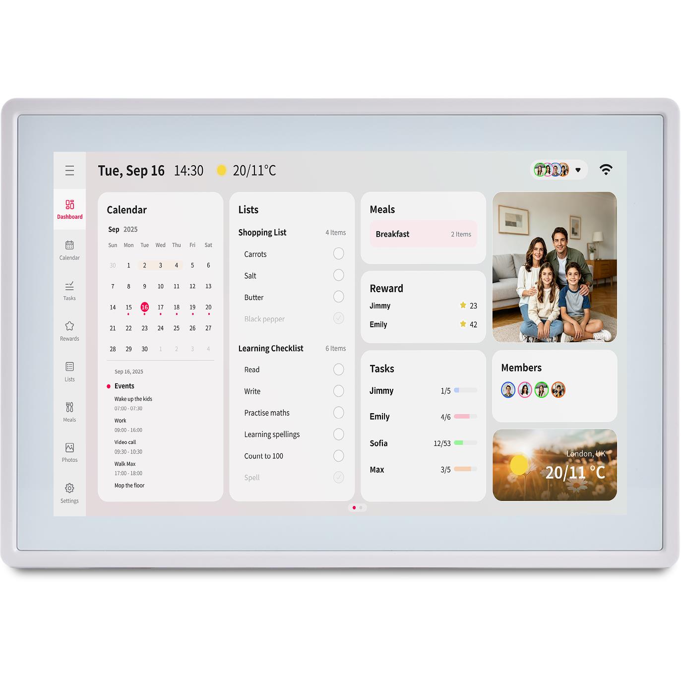 Jackson OnePlace 10.1 inch white touchscreen family calendar, product image 6