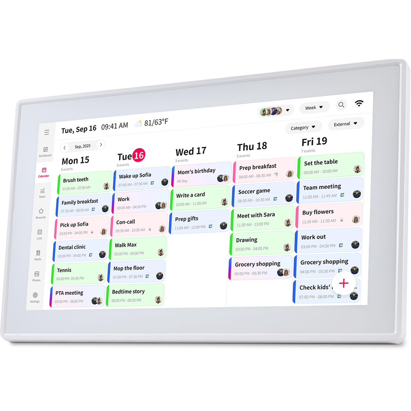 Jackson OnePlace 15.6 inch white touchscreen family calendar, product image 1