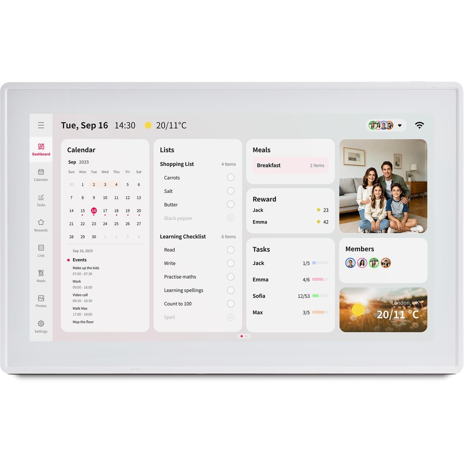 Jackson OnePlace 15.6 inch white touchscreen family calendar, product image 5