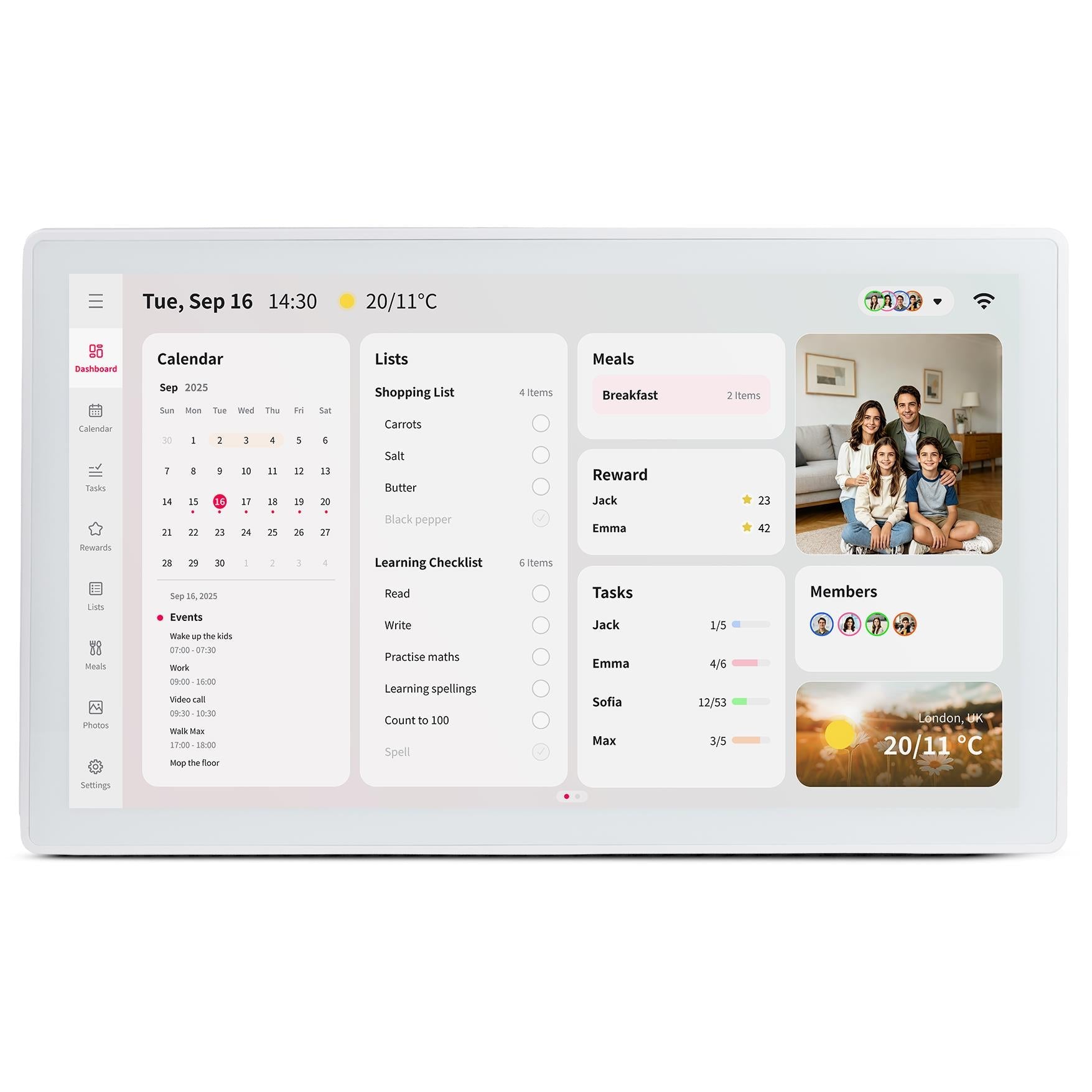 Jackson OnePlace 21.5 inch white touchscreen family calendar, product image 5