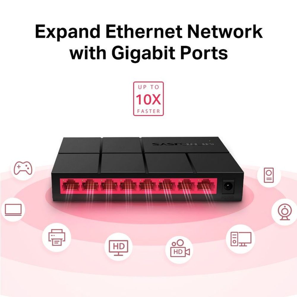 MER-MS108G - Mercusys 8-Port 10/100/1000Mbps Desktop Switch