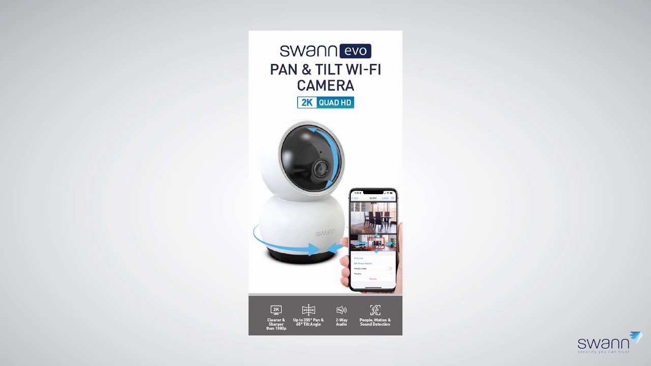 Swann EVO Pan and Tilt 2K Wi-Fi Indoor Camera Kit NZ (SWIFI-SE2KPT-AU)