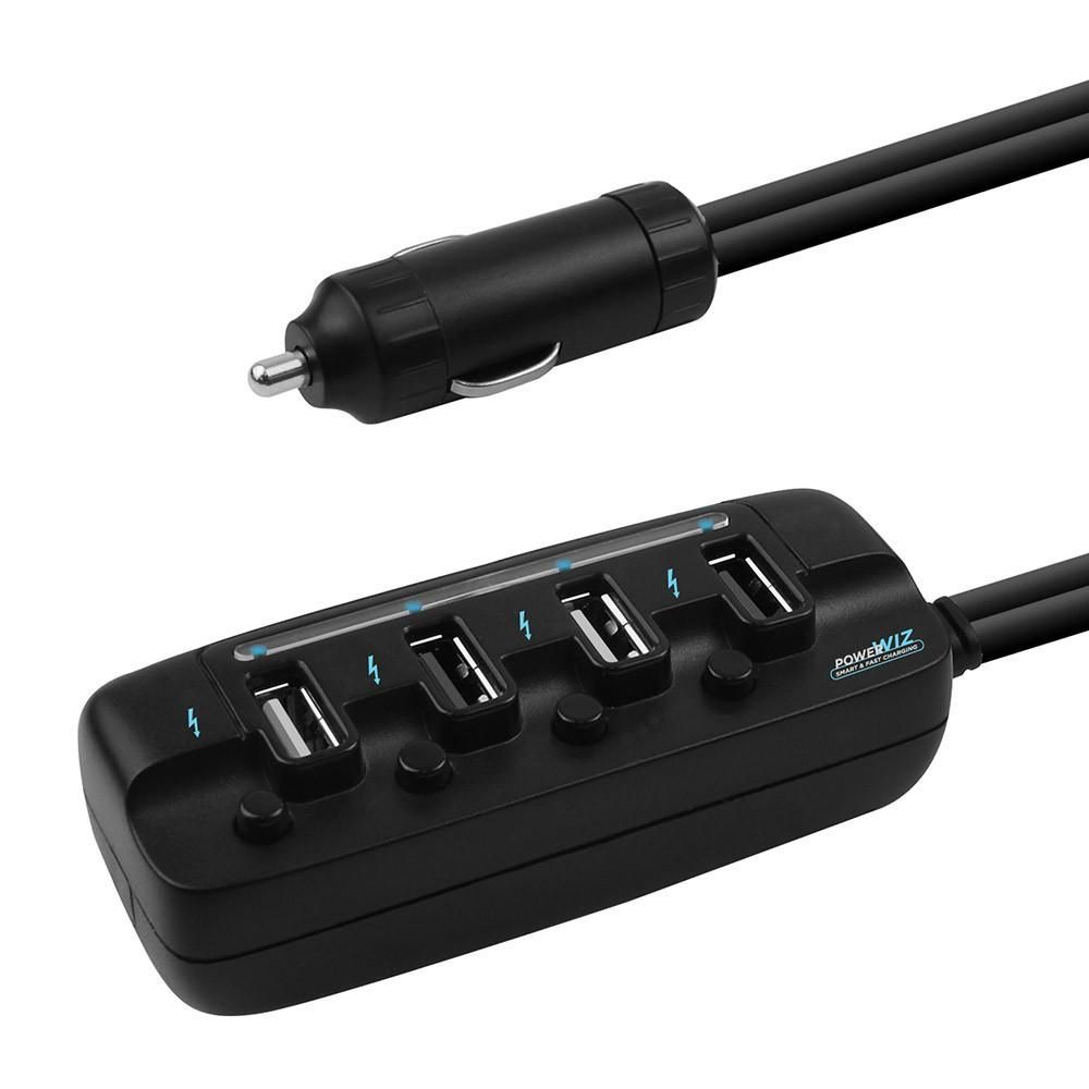 MB-USBC480 - mbeat 4-Port 40W rapid car charger with ON/OFF switches