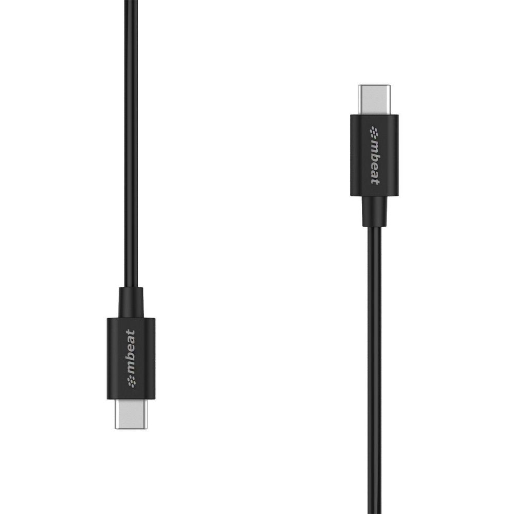 mbeat USB-C to USB-C charge and sync cable with two USB-C connectors, black