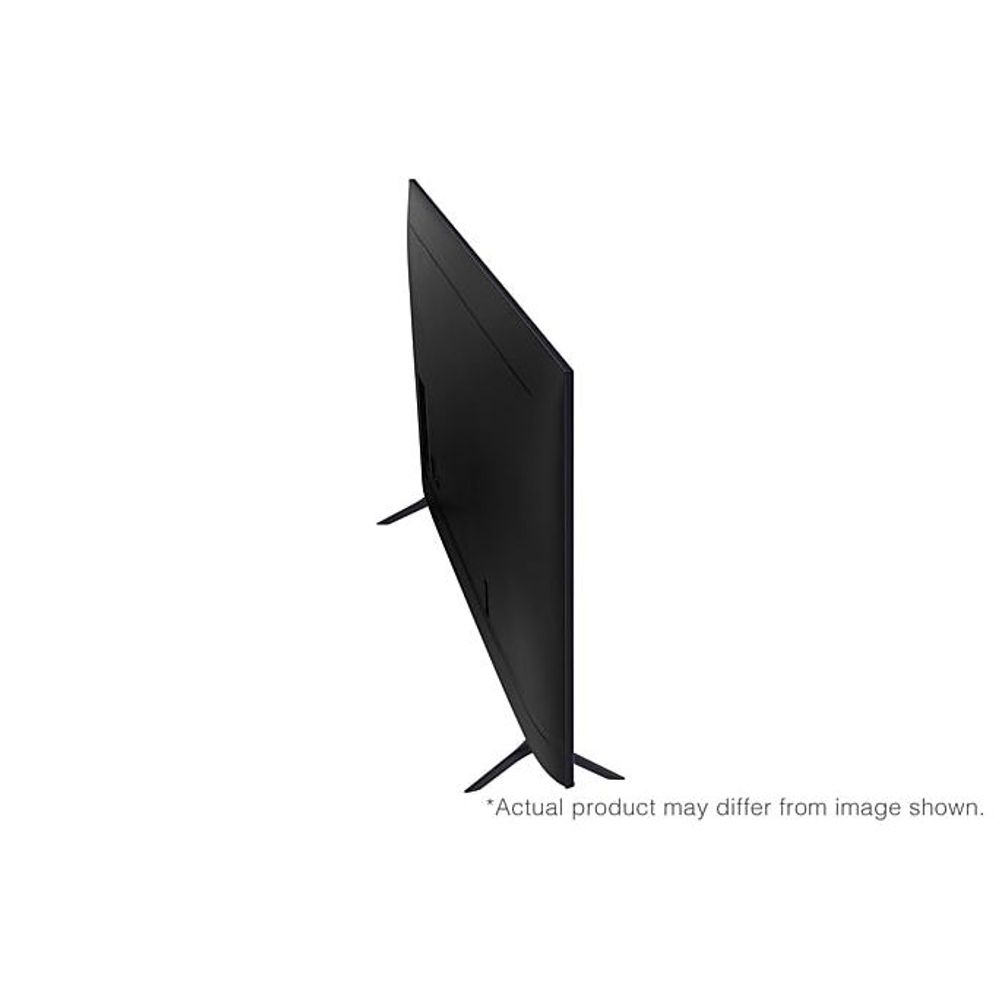 Black digital signage display angled view from the back with stand