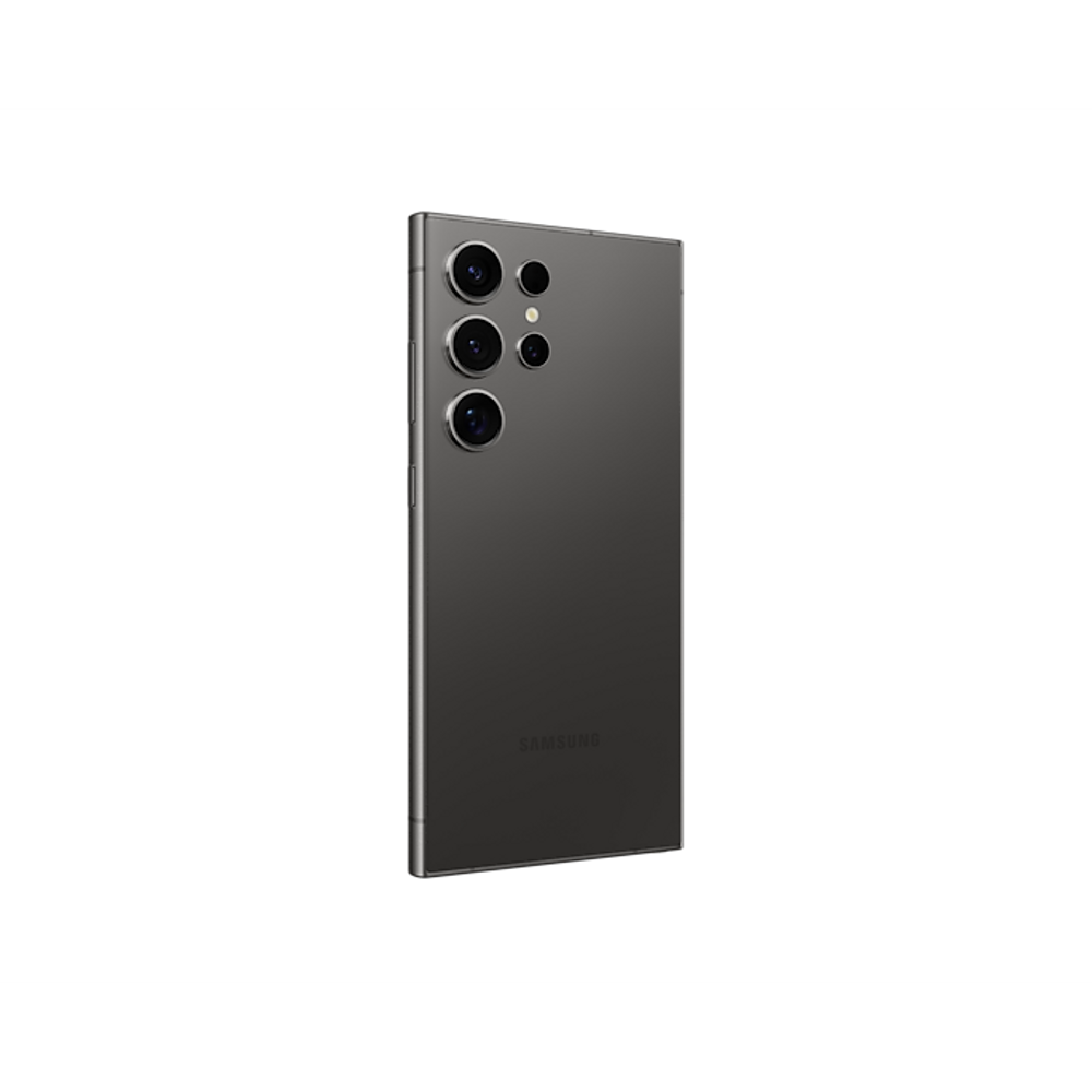 Smartphone back view in dark gray with quad rear camera lenses