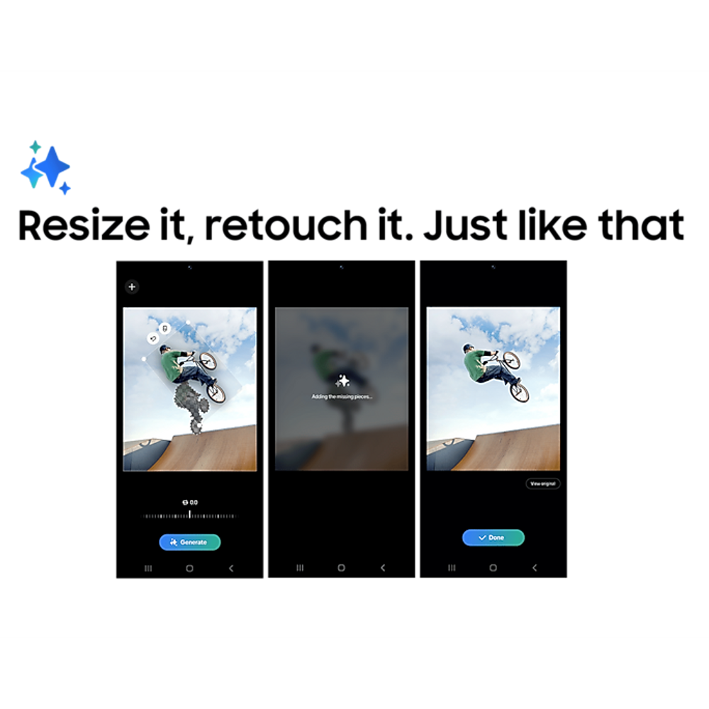 Smartphone screen showing three video thumbnails and playback controls