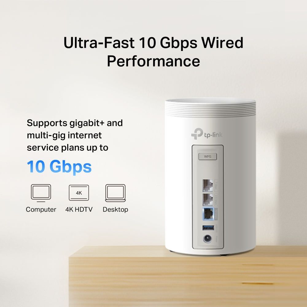 TP-Link Deco BE68 BE14000 Tri-Band Whole Home Mesh Wi-Fi 7 System - 2 Pack