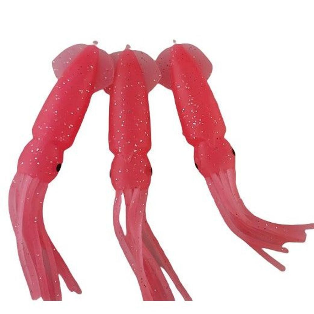 Pink 12.5cm Lumo Coloured Fishing Octopus Skirts (Pkt of 3)