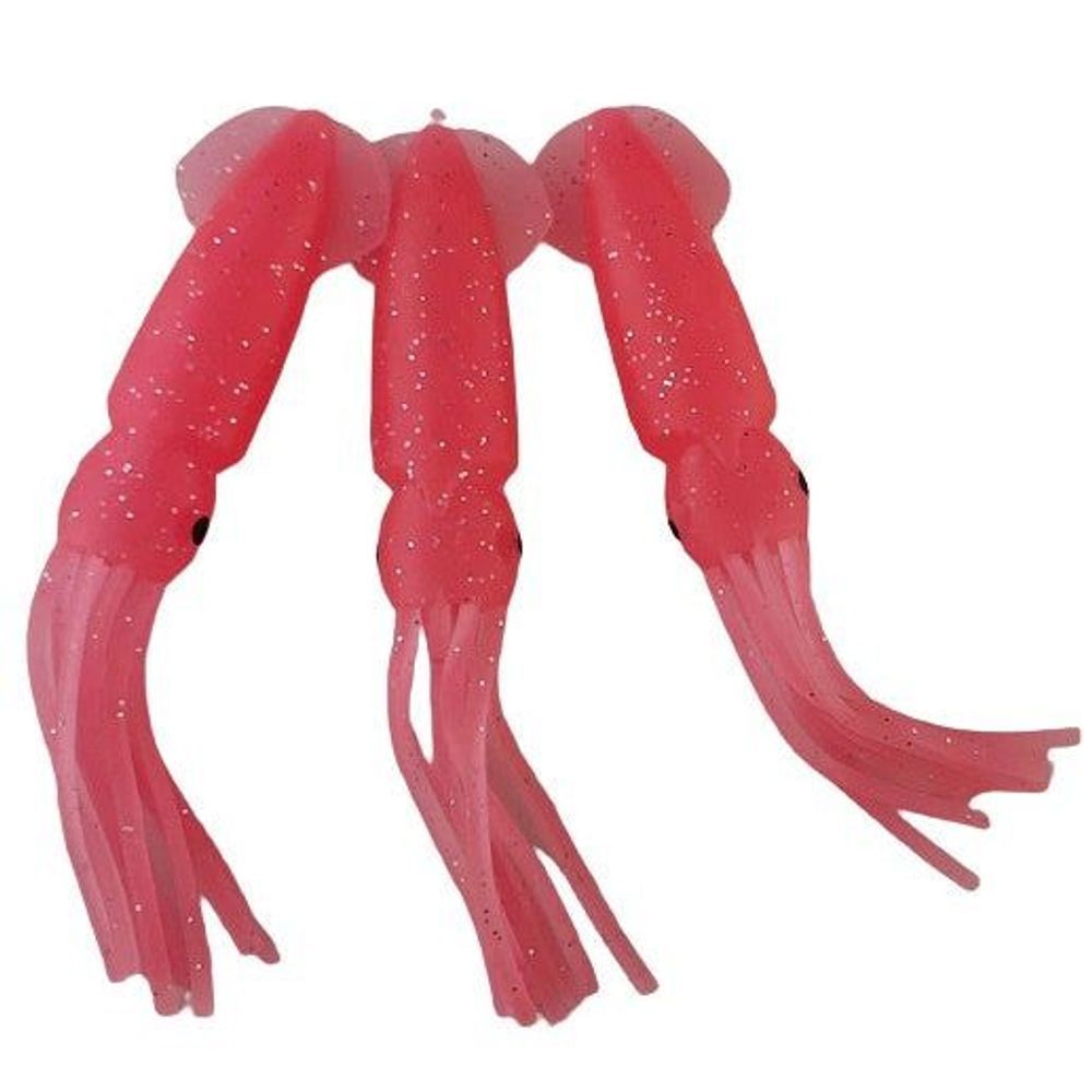 Pink 12.5cm Lumo Coloured Fishing Octopus Skirts (Pkt of 3)