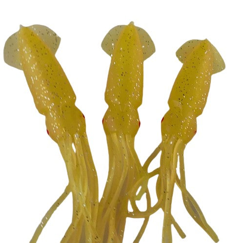 Yellow 12.5cm Lumo Coloured Fishing Octopus Skirts (Pkt of 3)