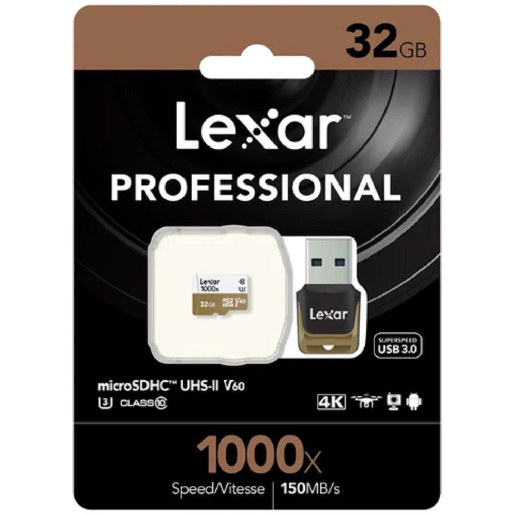 LEX-LSDMI32GCBAP1000 - Lexar Professional 1000x microSDHC/SDXC UHS-II 32GCB