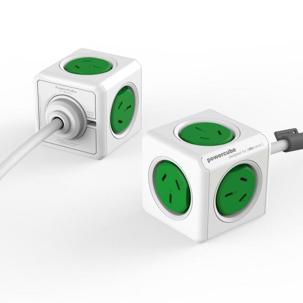 ALL-POWERCUBE54-GN - ALLOCACOC POWERCUBE Extended Outlets with USB 1.5M - Green