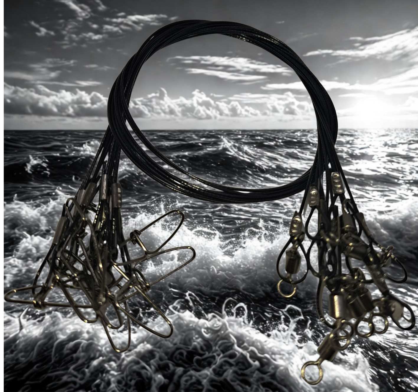 10PCS Heavy-Duty Steel Wire Traces – 150lb x 50cm