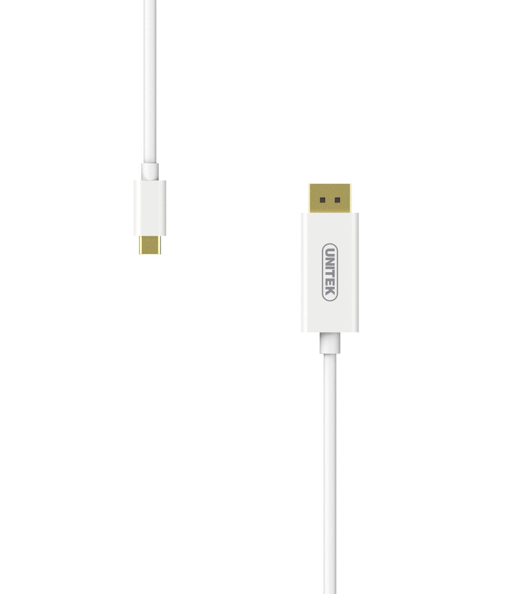 UNITEK 1.8m 4K USB-C to DisplayPort 1.2 Cable in White Plastic Housing.