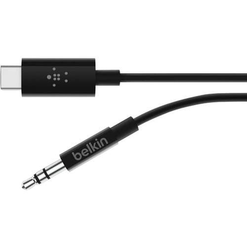 F7U079BT03-BLK - Belkin RockStar 3.5mm Audio Cable with USB-C Connector - 90 cm Mini-phone/USB-C Audio Cable for Audio Device, Speaker, Smartphone - First End: 1 x USB Type C - Male - Second End: 1 x Mini-phone Stereo Audio - Male