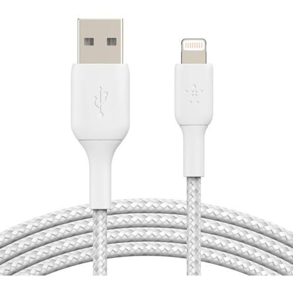 CAA002BT2MWH - Belkin Lightning/USB Data Transfer Cable - 2 m Lightning/USB Data Transfer Cable - First End: Lightning - Male - Second End: USB Type A - Male - MFI - White