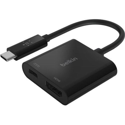 AVC002BTBK - Belkin USB-C to HDMI + Charge Adapter - 1 x Type C USB Male - 1 x HDMI Digital Audio/Video Female, 1 x USB Type C Power Female - 3840 x 2160 Supported
