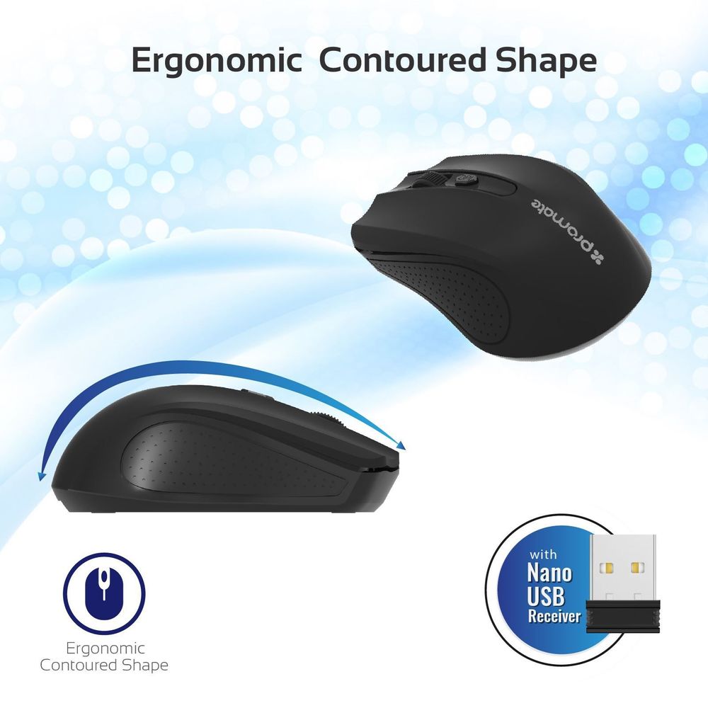 PROMATE Ergonomic Wireless Mouse 2.4GHz wireless technology