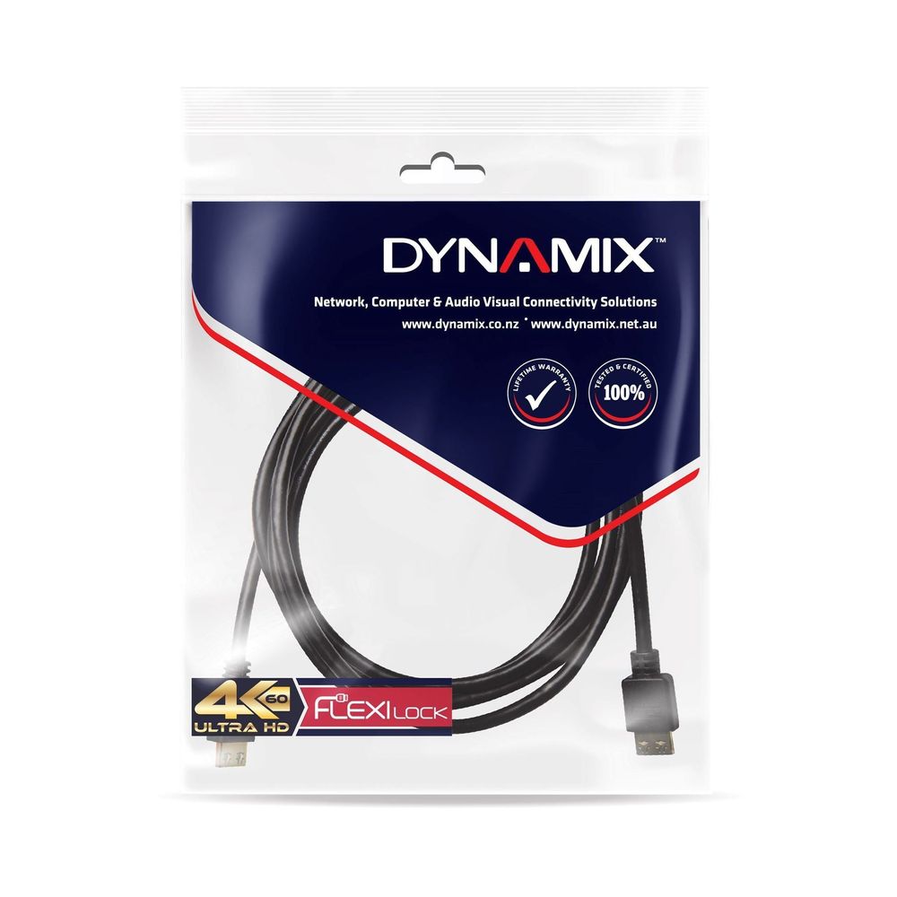 DYNAMIX_0.5m_HDMI_High_Speed_18Gbps_Flexi_Lock_Cable_with_Ethernet._Max_Res:_4K2K@30/60Hz._32_Audio_channels._10/12bit_colour_depth._Supports_CEC_2.0,_3D,_ARC,_Ethernet_2x_simultaneous_video_streams. 704