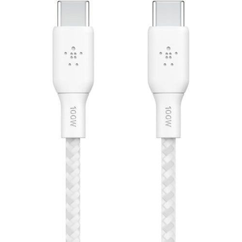 CAB014BT3MWH - Belkin BOOST CHARGE USB-C to USB-C Cable 100W - 3 m USB-C Data Transfer Cable for MacBook, MacBook Pro - First End: 1 x USB 2.0 Type C - Male - Second End: 1 x USB 2.0 Type C - Male - 480 Mbit/s - White - 1 / Pack